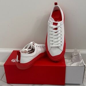 Chick-fil-A Branded Low-Top Canvas Sneakers with Red Trim, women’s size 8